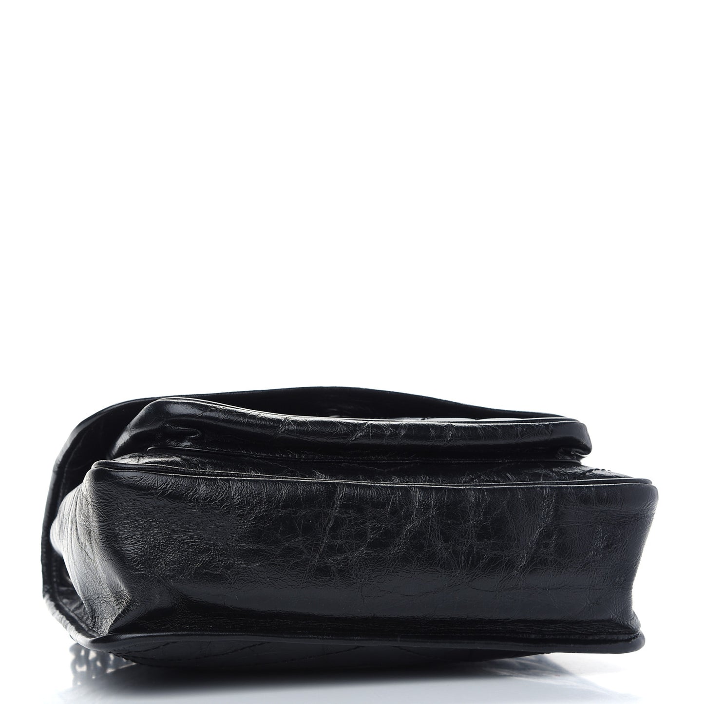 Crinkled Calfskin Matelasse Monogram Medium Niki Chain Satchel Black
