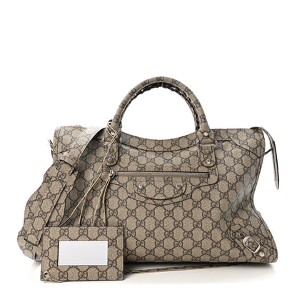 Balenciaga X GUCCI GG Supreme Monogram Neo Classic Silver Hardware City Beige Ebony 3 of 10