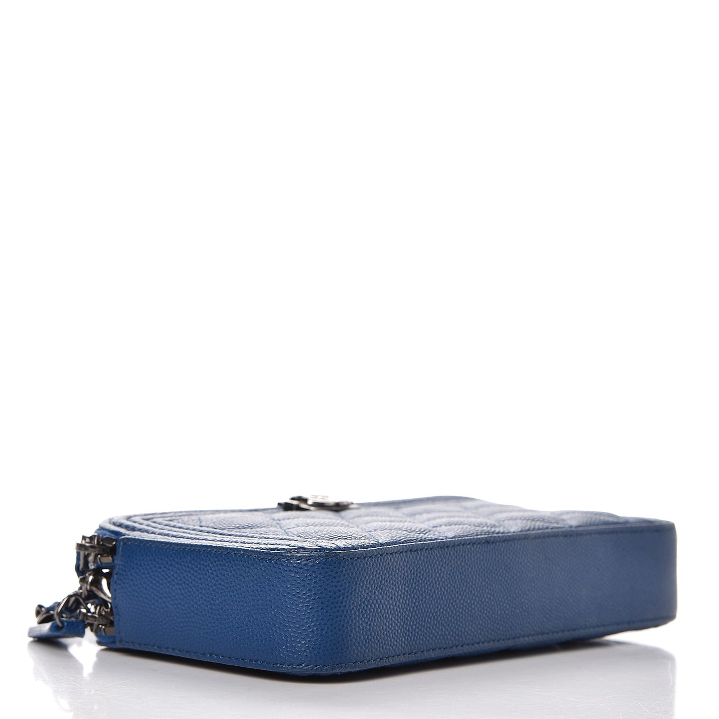 Caviar Quilted Small Boy Clutch With Chain Blue