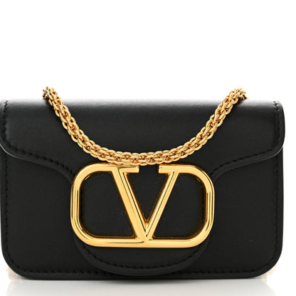 Valentino Garavani Calfskin Vlogo Chain Micro Loco Bag Black 8 of 11