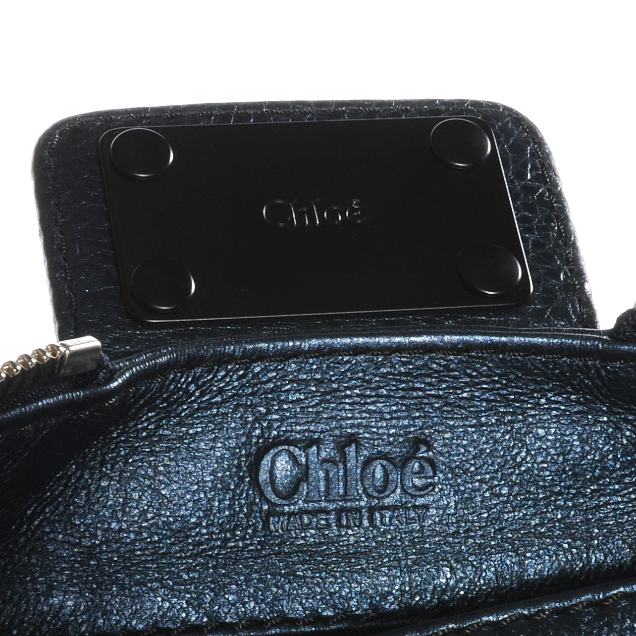 Leather Paddington Metallic Blue