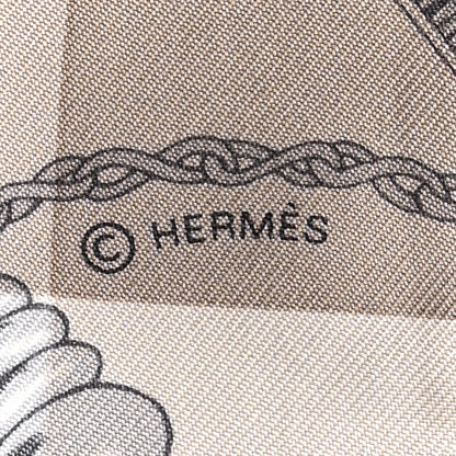 Hermes Silk Mors Et Gourmettes Vichy Twilly Etoupe Jaune Vif White 4 of 6