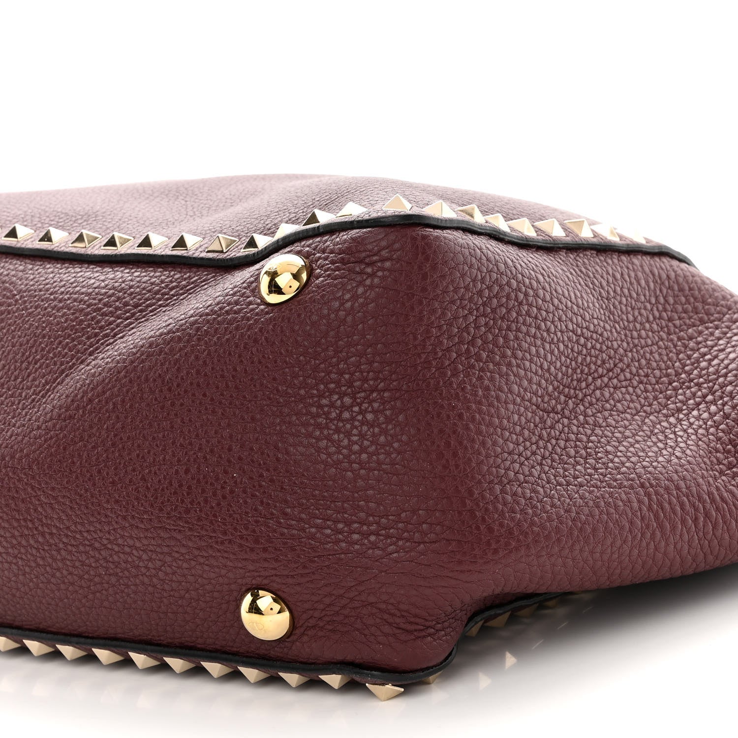 Valentino Garavani Pebbled Calfskin Medium Rockstud Tote Rubin 9 of 9