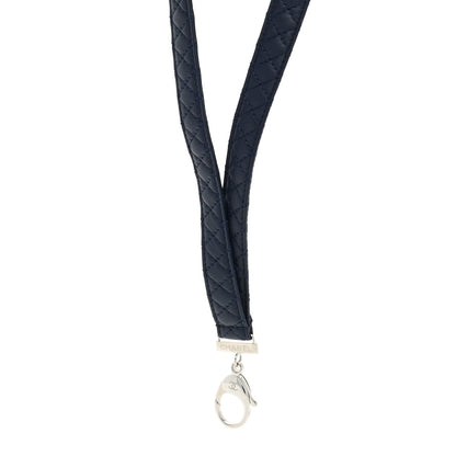 Chanel Lambskin Quilted Lanyard Key Holder Necklace Navy 1 of 3