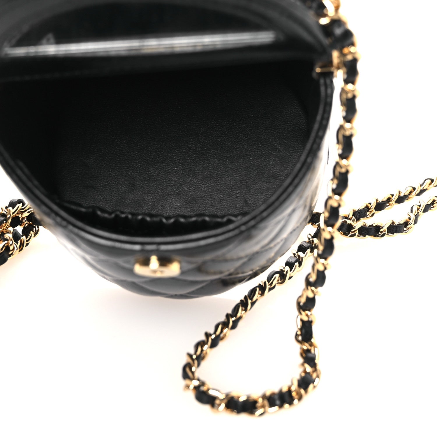 Chanel Lambskin Quilted Chain Top Handle Vanity With Chain  Black 5 of 10