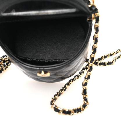 Chanel Lambskin Quilted Chain Top Handle Vanity With Chain  Black 5 of 10