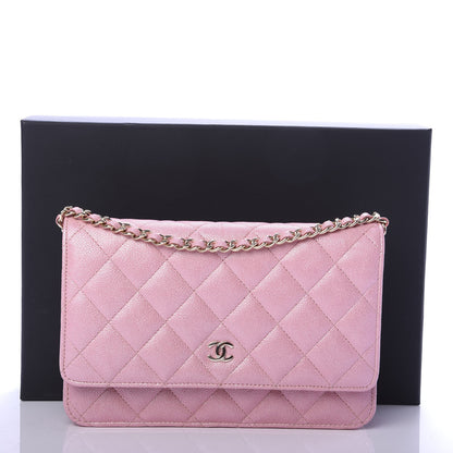 Chanel Iridescent Caviar Quilted Wallet on Chain WOC Rose Pink 12 of 12