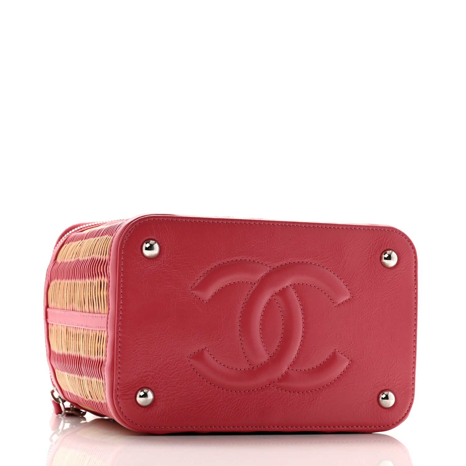 Chanel Glazed Calfskin Raffia Vanity Case Bag Pink 4 of 12