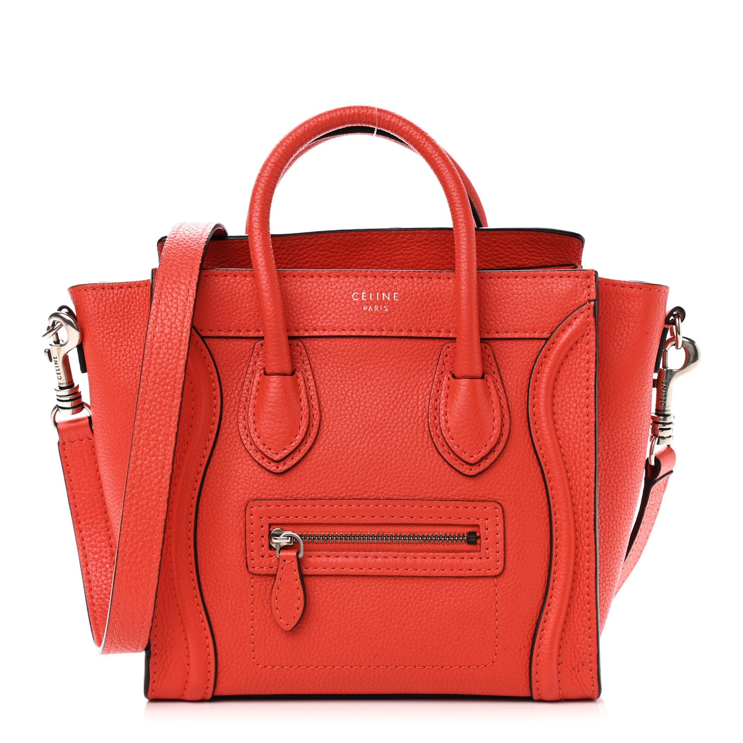Drummed Calfskin Nano Luggage Vermillion