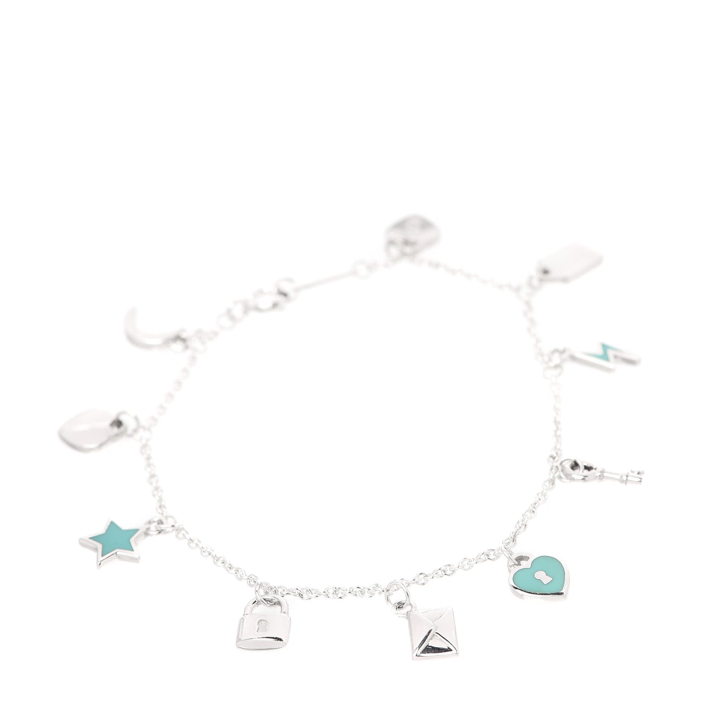 Sterling Silver Enamel Love Notes Charm Bracelet Blue