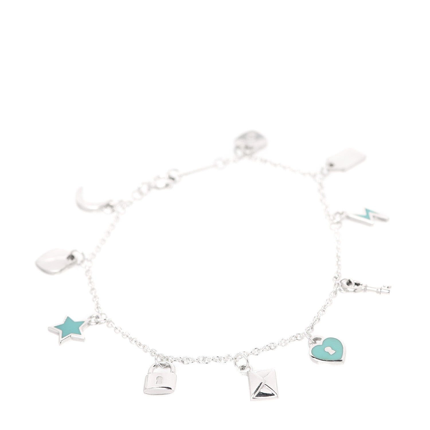 Tiffany Sterling Silver Enamel Love Notes Charm Bracelet Blue 1 of 6