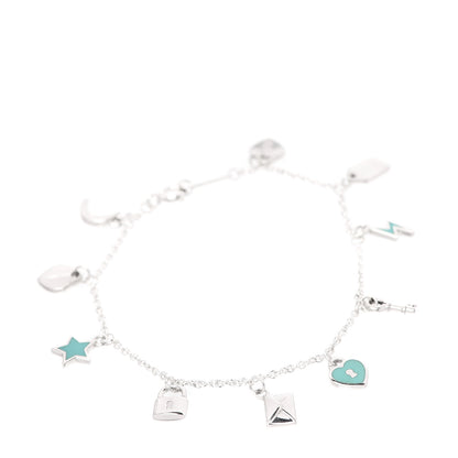 Tiffany Sterling Silver Enamel Love Notes Charm Bracelet Blue 1 of 6