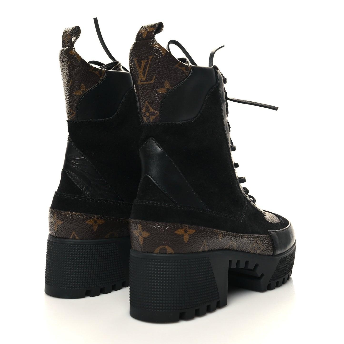 Suede Calfskin Monogram Laureate Platform Desert Boots 39 Black