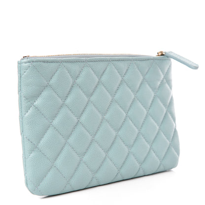 Chanel Iridescent Caviar Quilted Cosmetic Case Light Blue 3 of 8