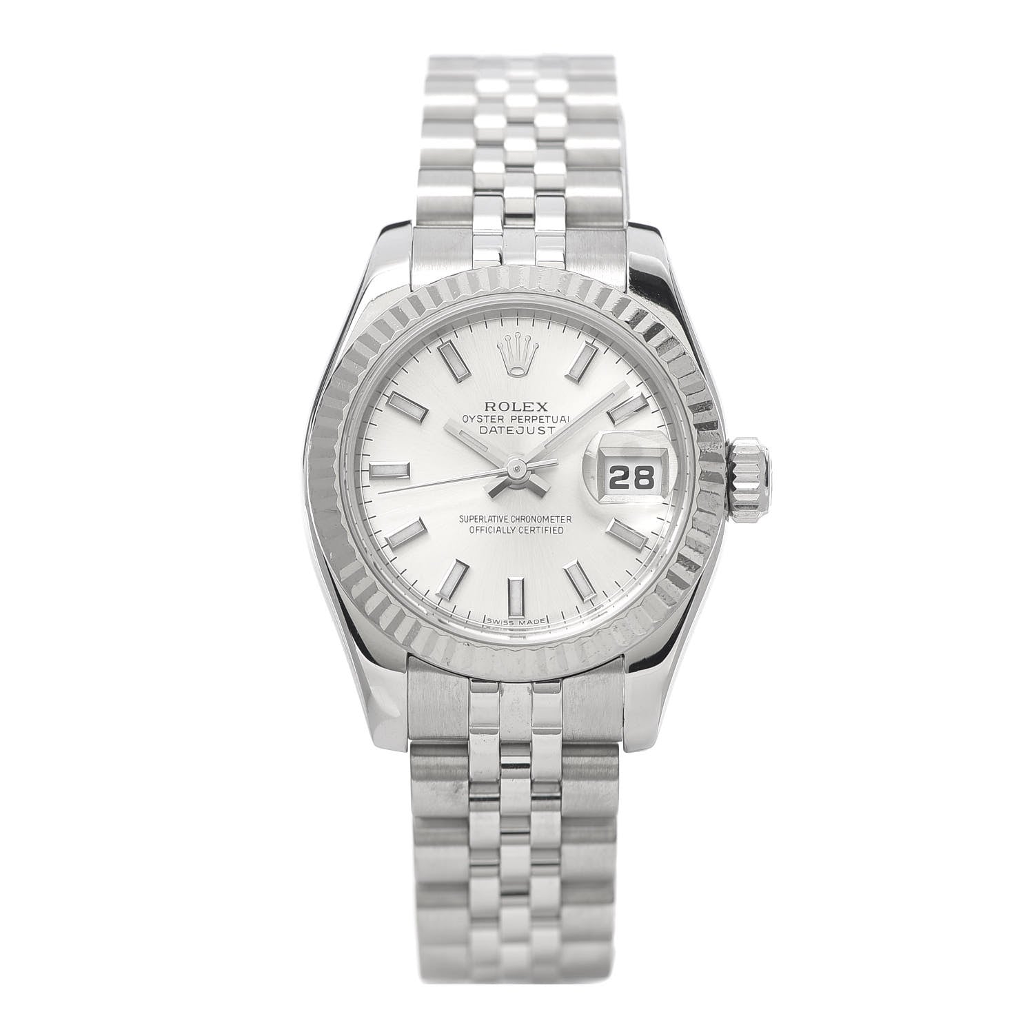 Rolex Stainless Steel 18K White Gold 26mm Oyster Perpetual Datejust Watch Silver 179174 1 of 6