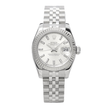 Rolex Stainless Steel 18K White Gold 26mm Oyster Perpetual Datejust Watch Silver 179174 1 of 6