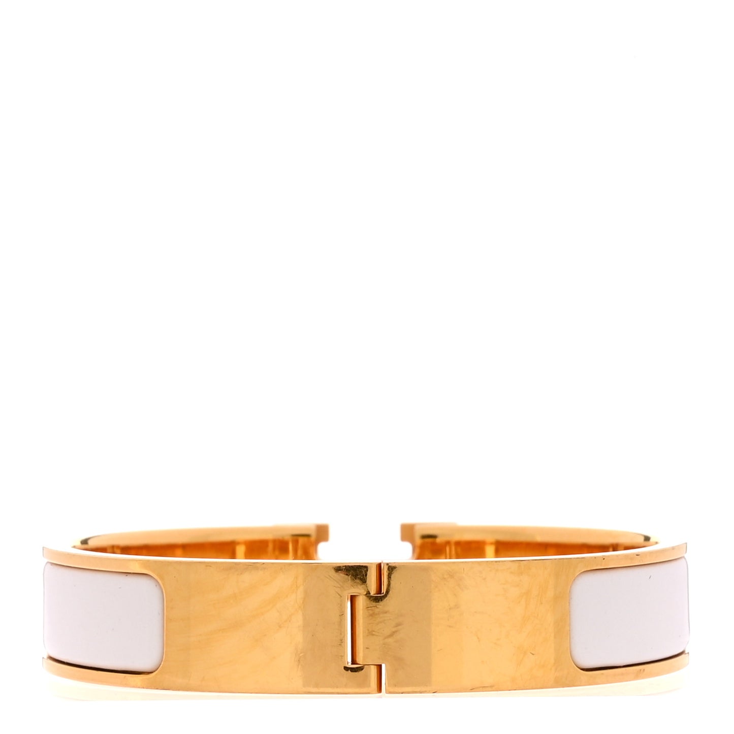 Enamel Narrow Clic Clac H Bracelet PM White
