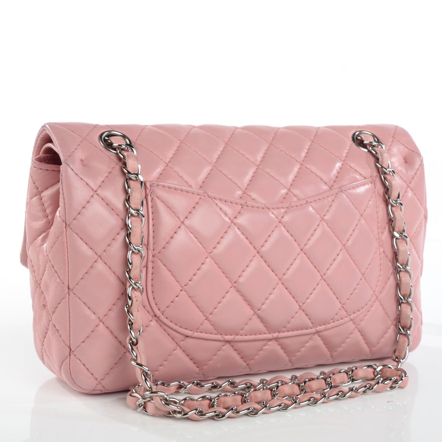 Lambskin Quilted Medium Double Flap Light Pink