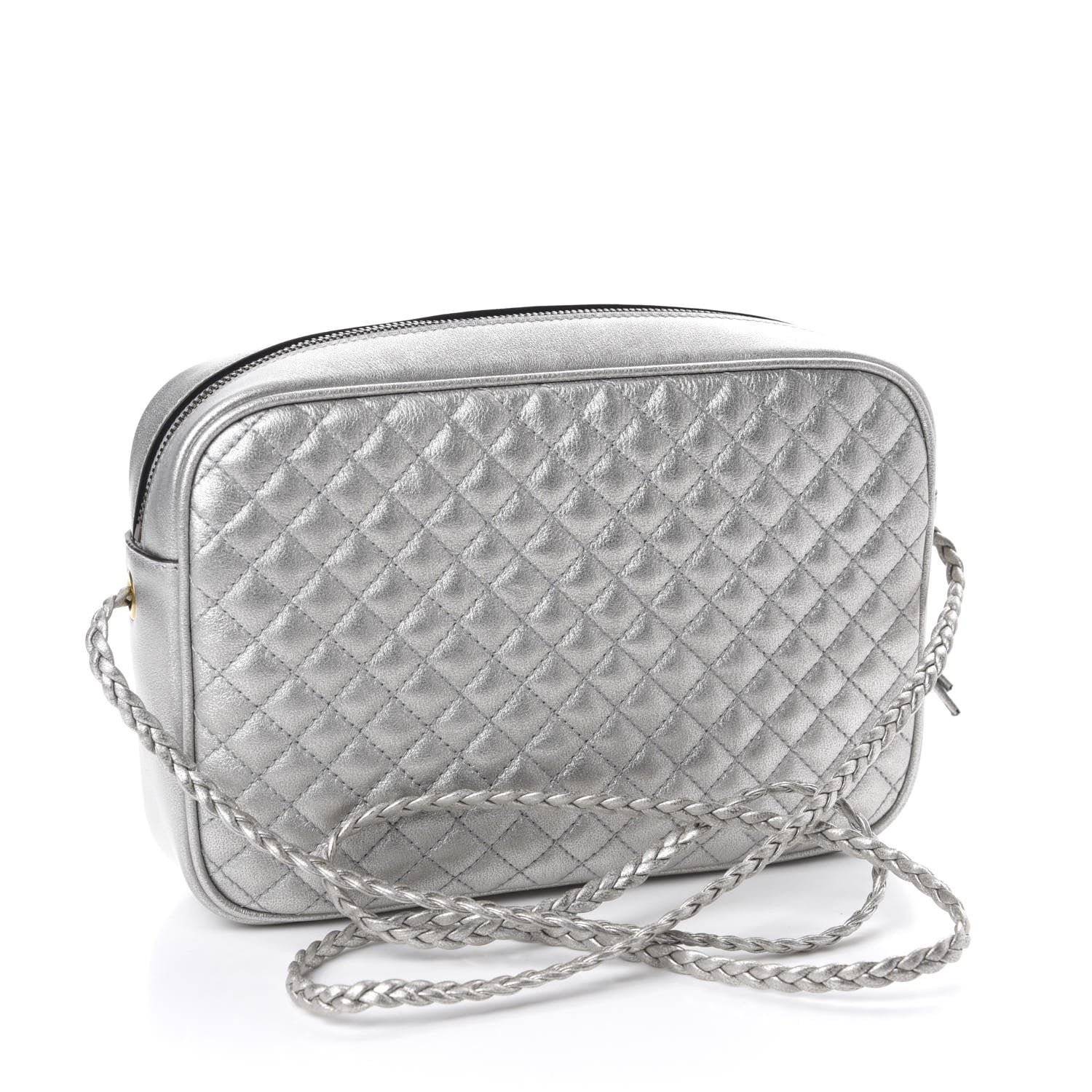 Gucci Laminated Nappa Web Trapuntata Small GG Shoulder Bag Argento 3 of 10