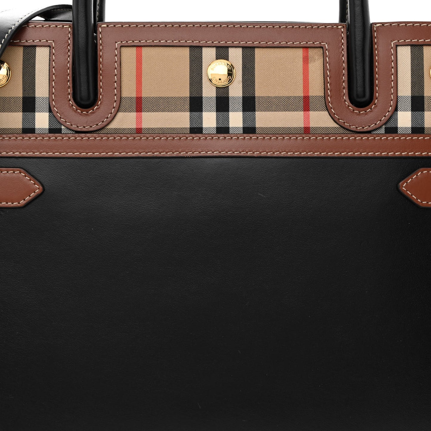 Calfskin Vintage Check Small Two Handle Title Bag Black