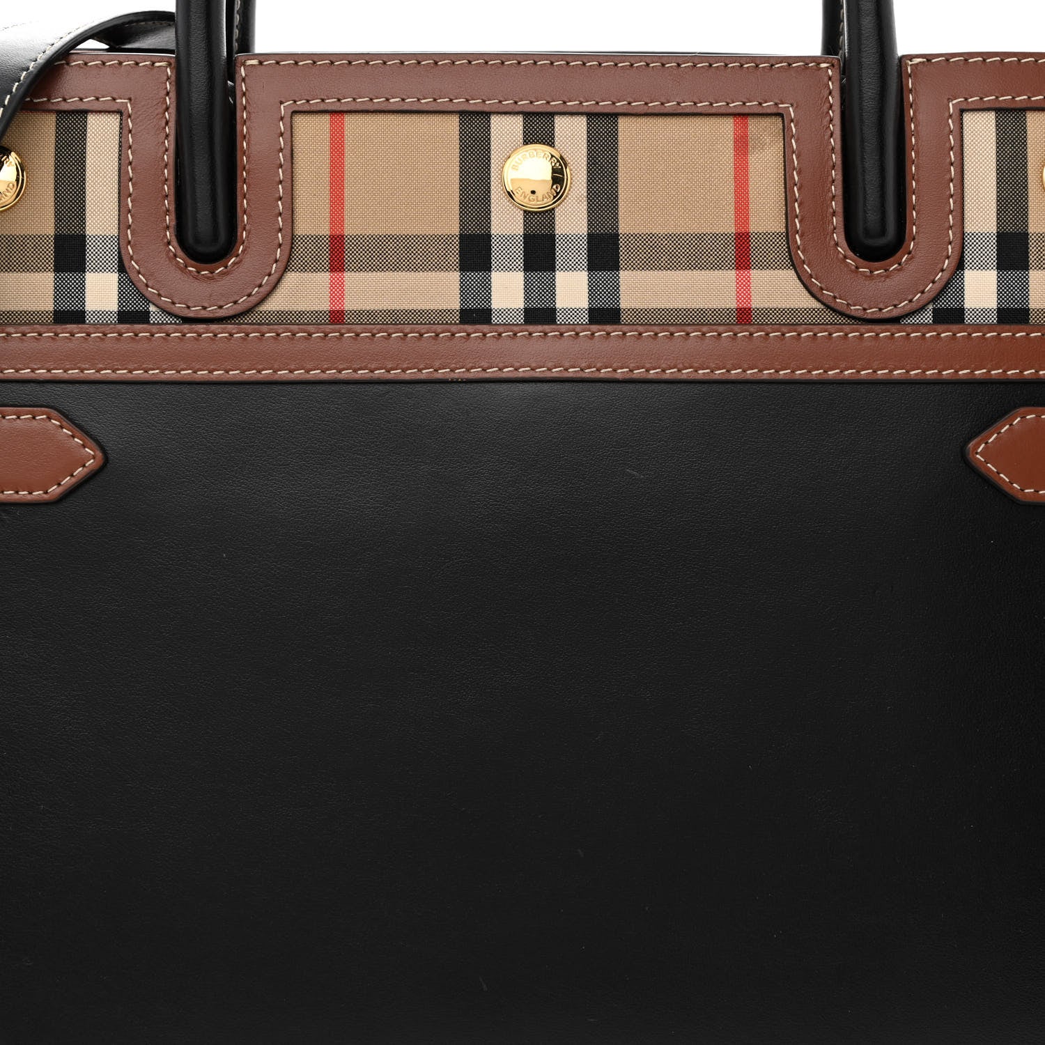 Burberry Calfskin Vintage Check Small Two Handle Title Bag Black 8 of 11