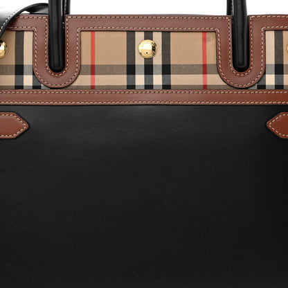 Burberry Calfskin Vintage Check Small Two Handle Title Bag Black 8 of 11