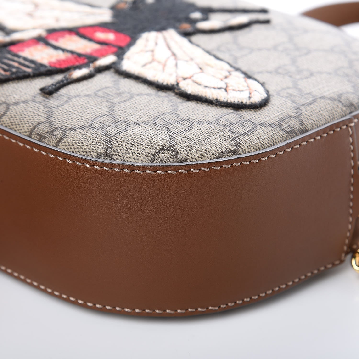 Gucci GG Supreme Monogram Bee Embroidered Mini Chain Shoulder Bag Beige Tuscany 11 of 11