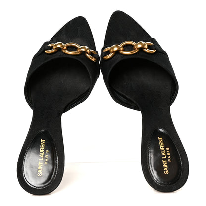 Saint Laurent Jacquard All-Over Monogram Le Maillon 60mm Mules 38 Black 2 of 9