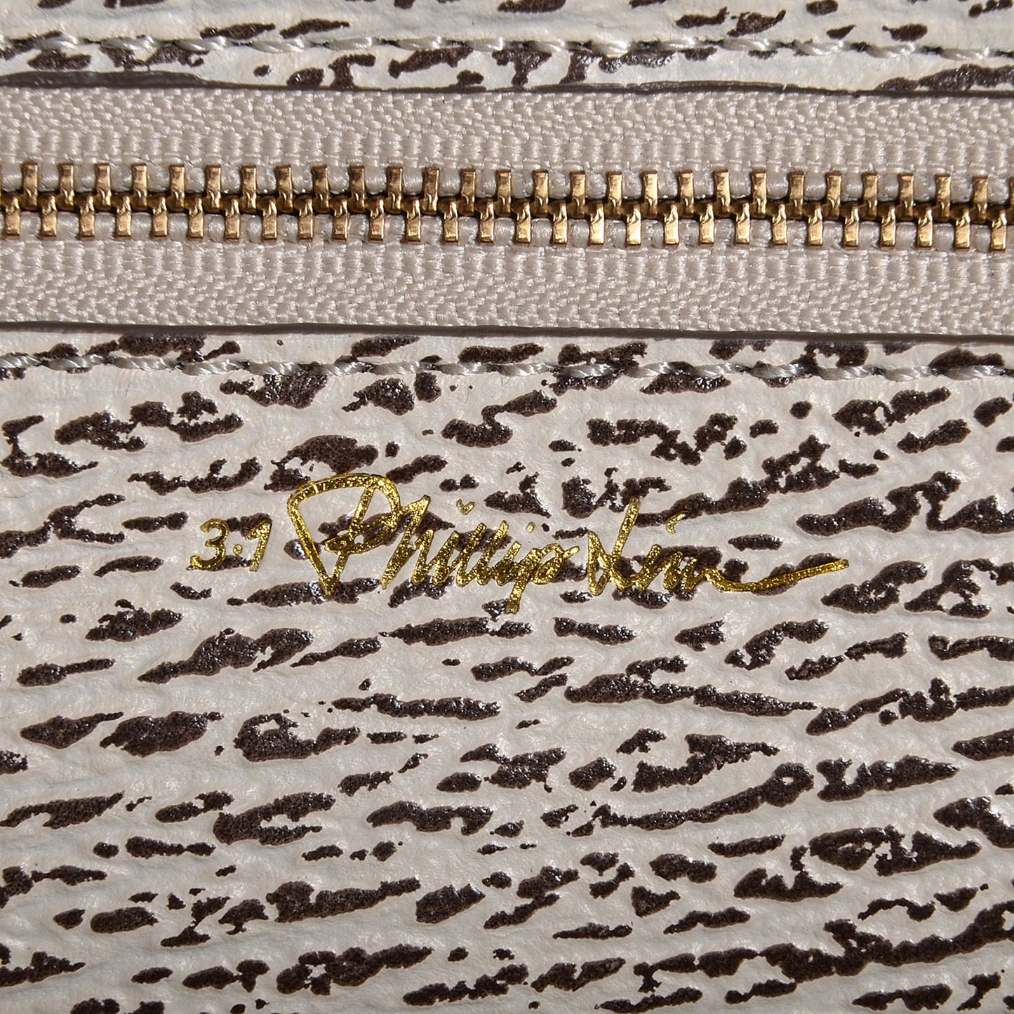 Shark Embossed Leather Medium Pashli Satchel Antique White Military