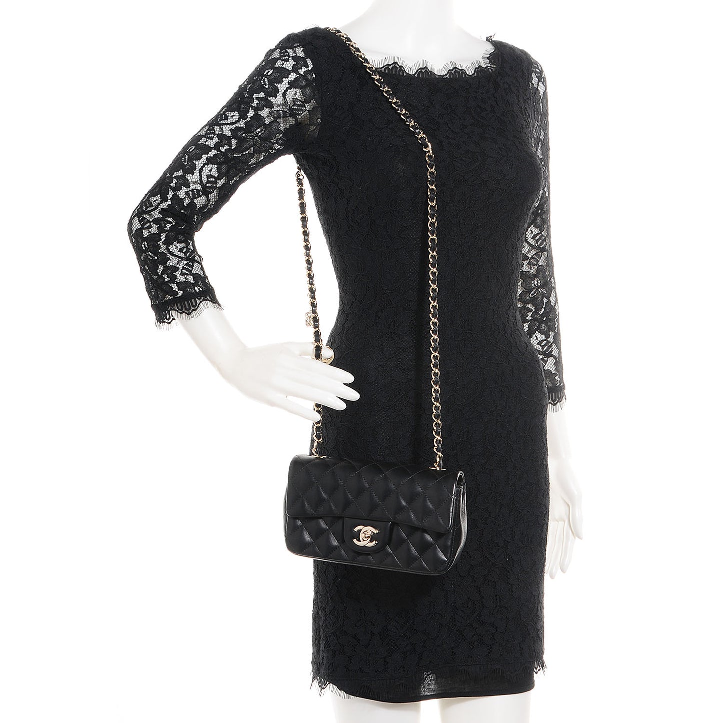 Lambskin Quilted Valentine Charms Mini Rectangular Flap Black