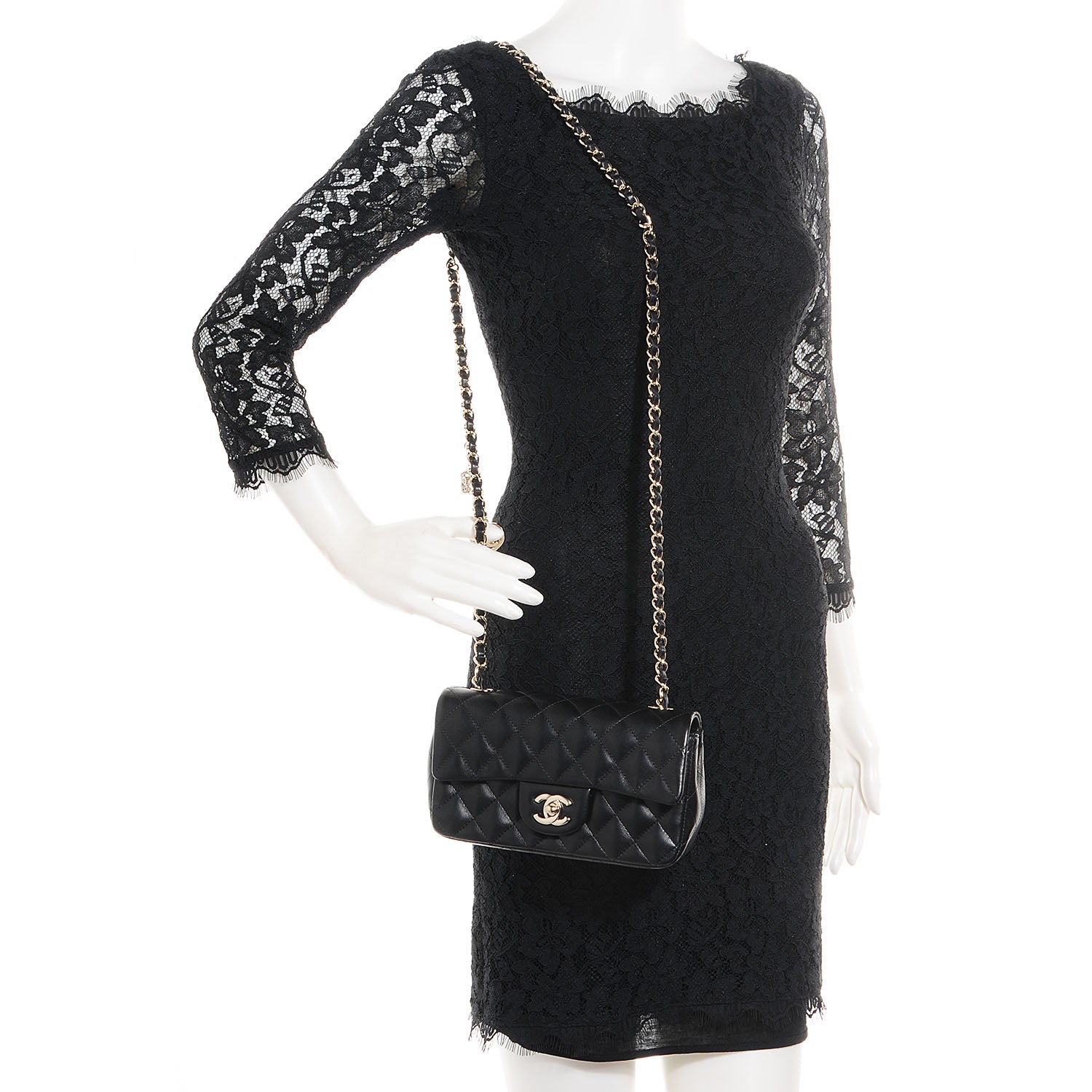 Chanel Lambskin Quilted Valentine Charms Mini Rectangular Flap Black 2 of 10