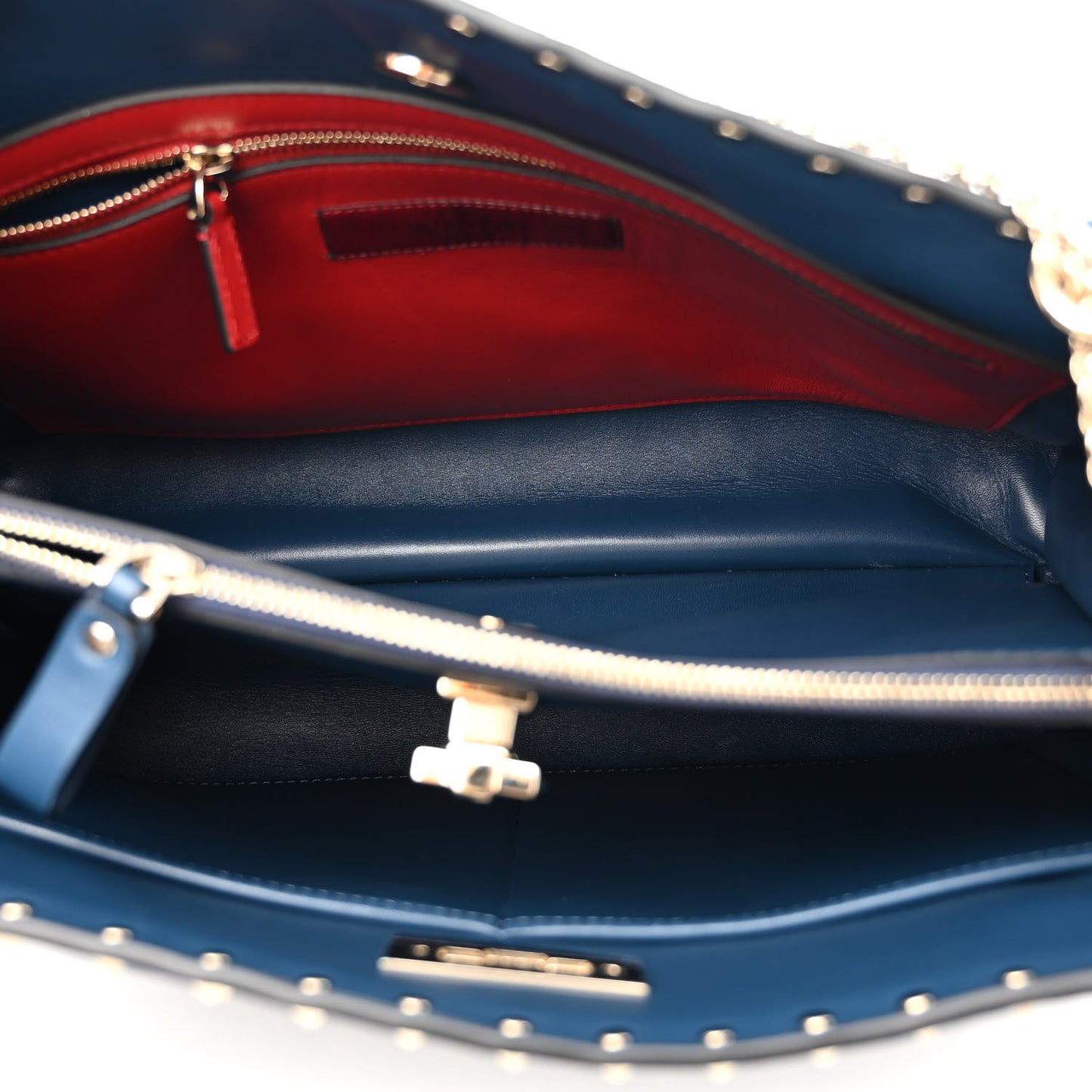 Nappa Rockstud Spike Shoulder Tote Pure Blue