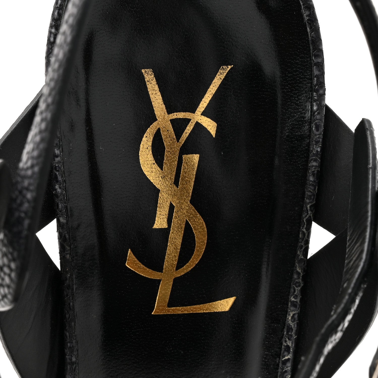 Saint Laurent Grained Calfskin Razza Print Tribute 75 Platform Sandals 38.5 Dark Grey 8 of 13