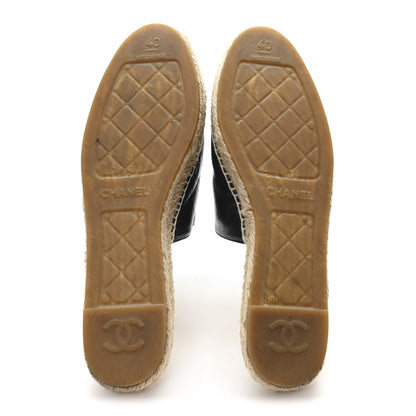 Chanel Goatskin Patent Calfskin CC Espadrille Mules 40 Black 6 of 11
