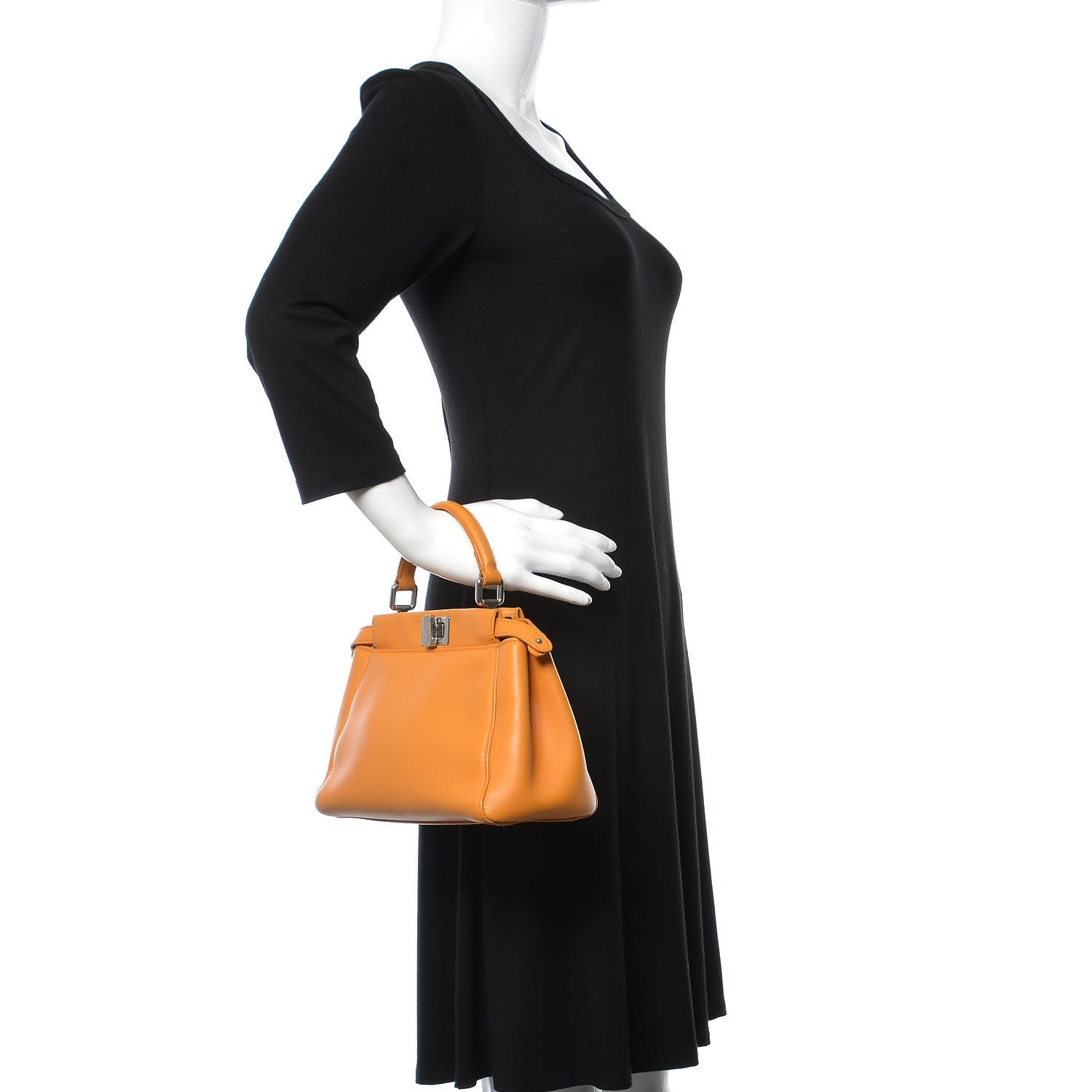 Fendi Nappa Mini Peekaboo Iconic Satchel Giallo Syrup 2 of 10