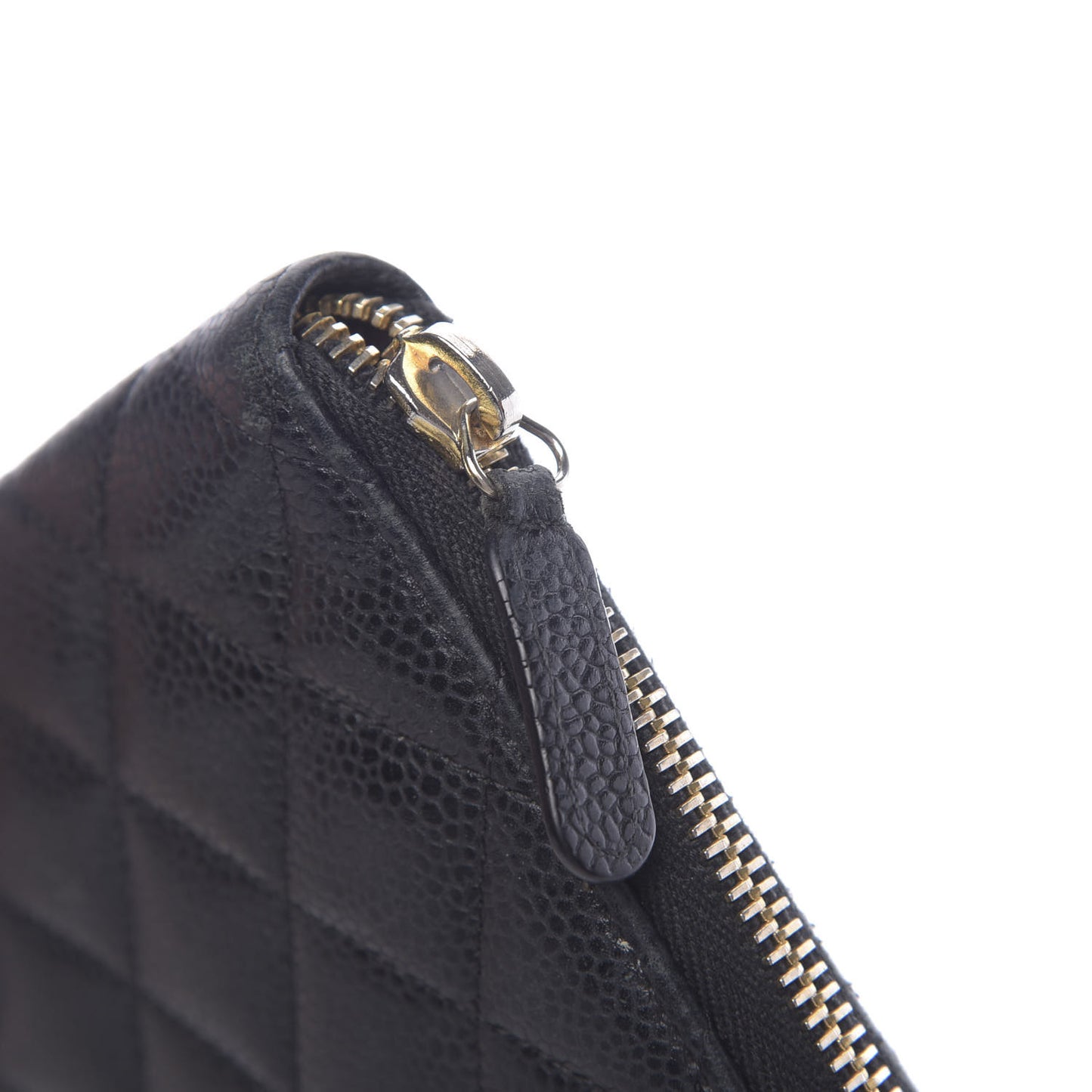 Caviar Quilted Large Zip Around Organizer Wallet Black