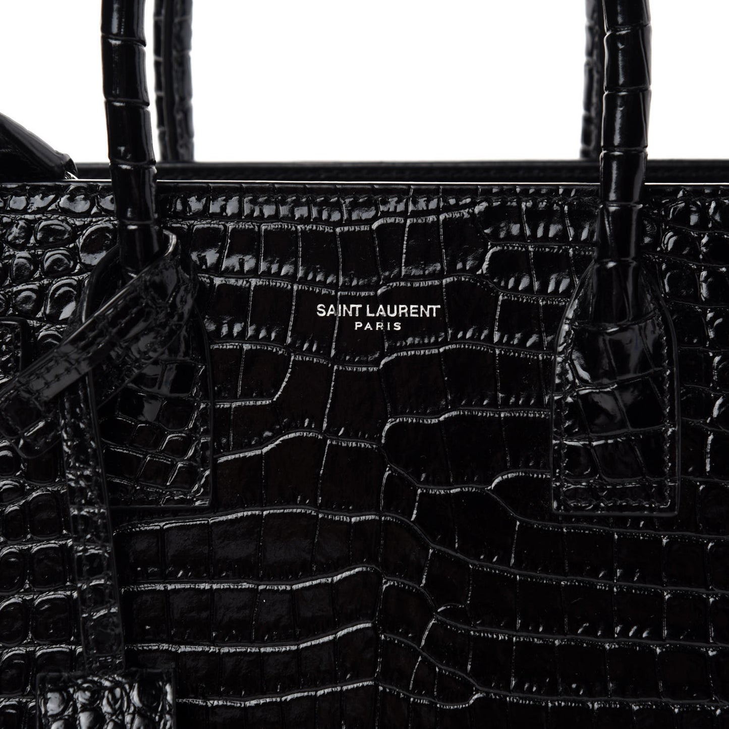 Calfskin Crocodile Embossed Baby Sac De Jour Black