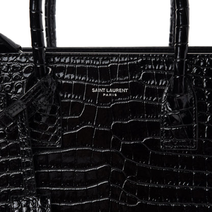Saint Laurent Calfskin Crocodile Embossed Baby Sac De Jour Black 9 of 10