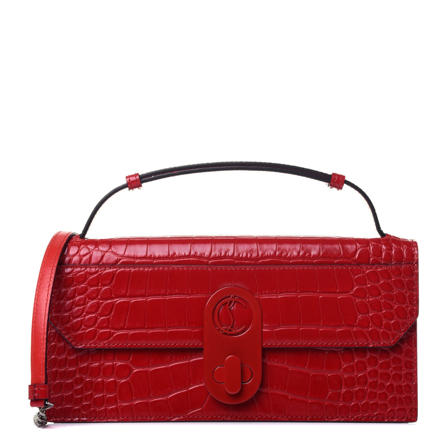 Calfskin Alligator Embossed Elisa Baguette Red