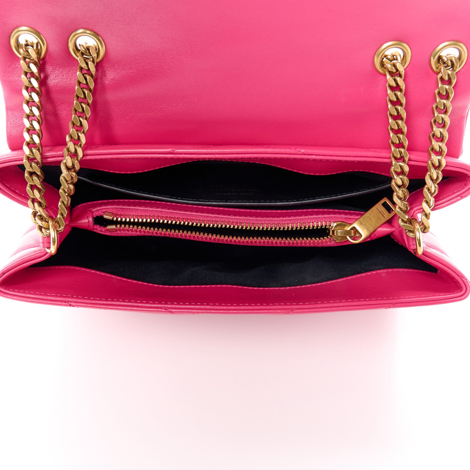 Saint Laurent SAINT LAURENT Calfskin Y Quilted Monogram Small Loulou Chain Satchel Fresh Fuchsia 5 of 11
