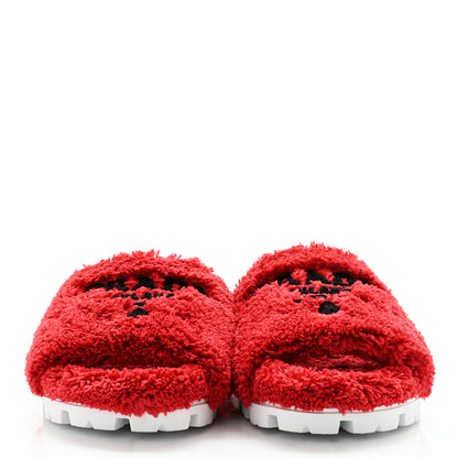 Prada Terry Cloth Logo Lug Sole 20mm Slide Sandals 39 Rosso Black 2 of 9
