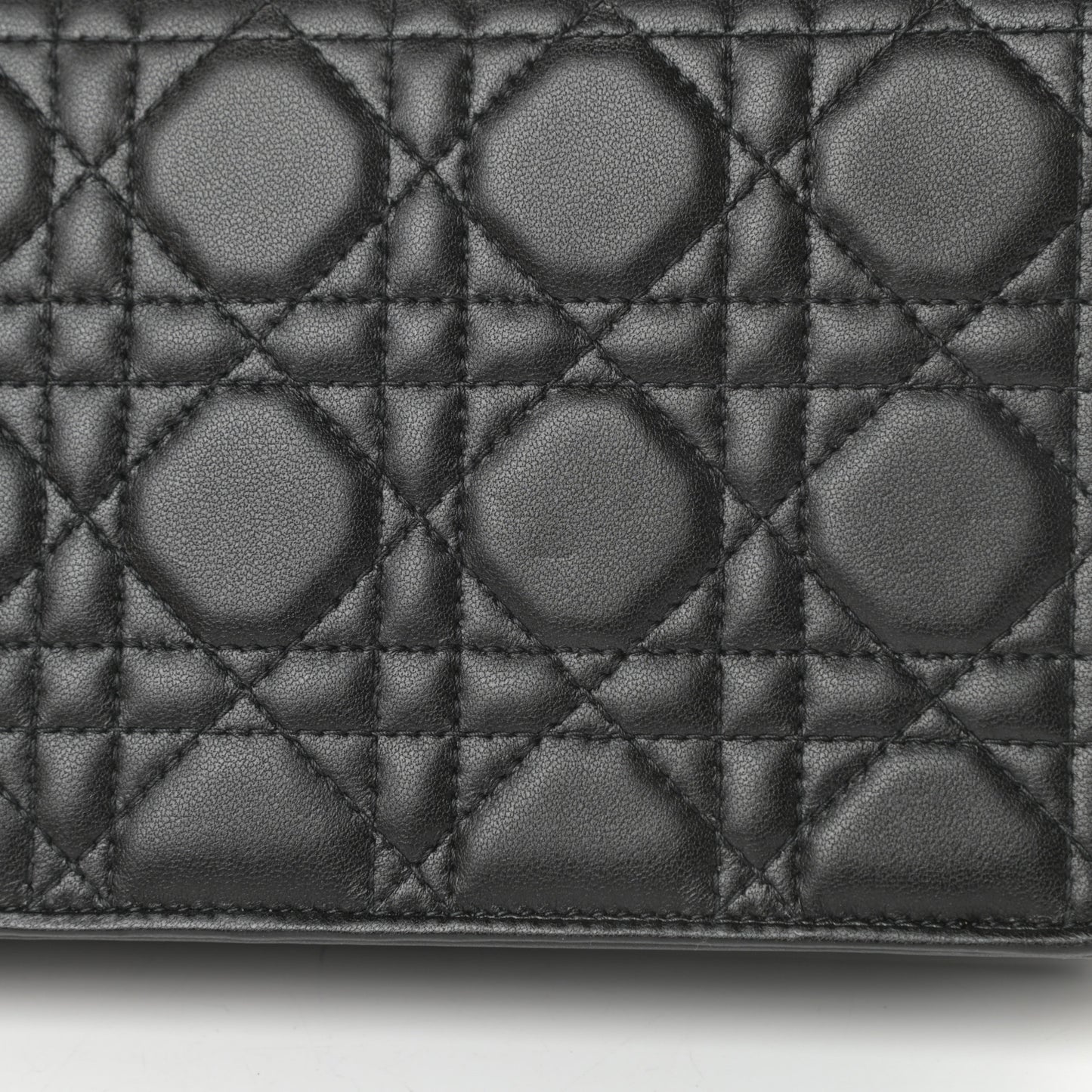 Lambskin Cannage Lady Dior Chain Wallet Black