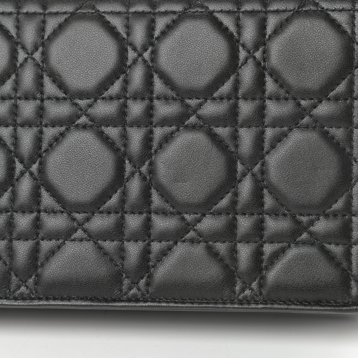Christian Dior Lambskin Cannage Lady Dior Chain Wallet Black 13 of 13