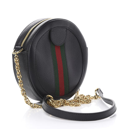 Gucci Grained Calfskin Web Mini Ophidia Round Shoulder Bag Black 2 of 10