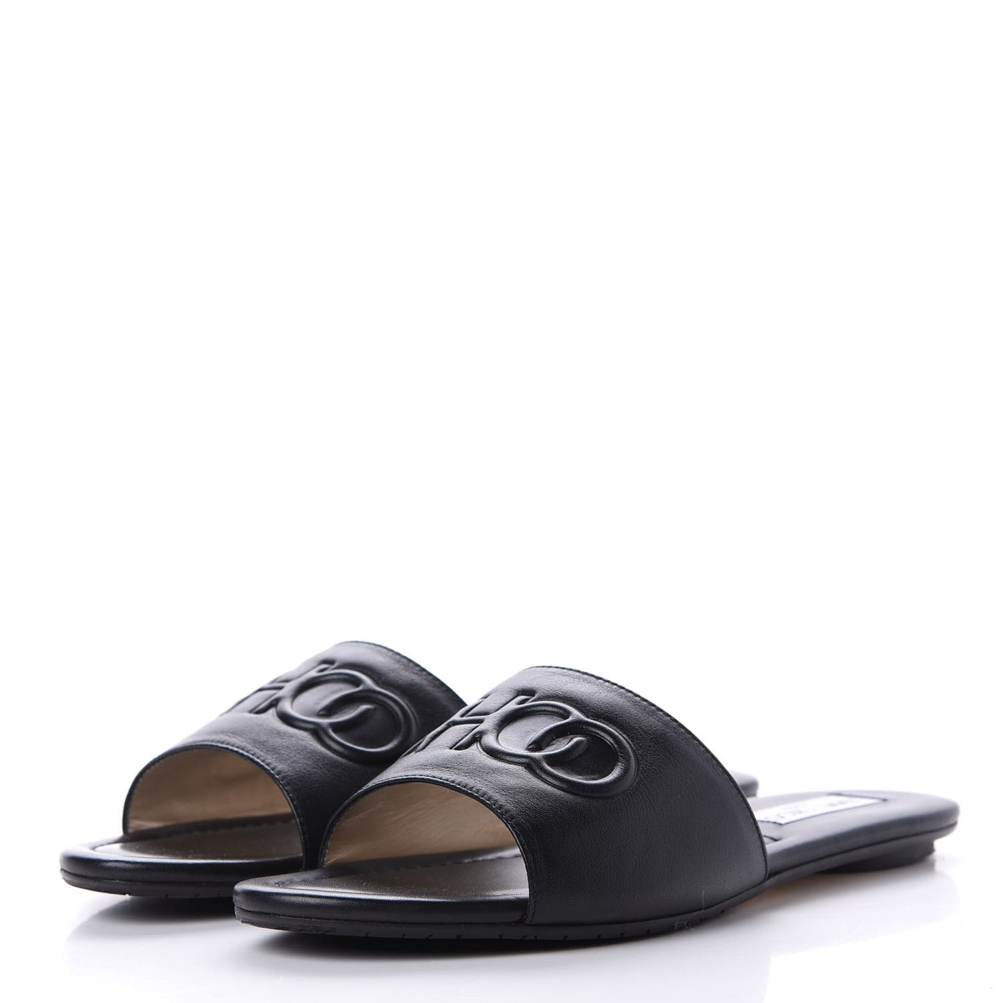 Calfskin Tiaret Flat Sandals 39.5 Black