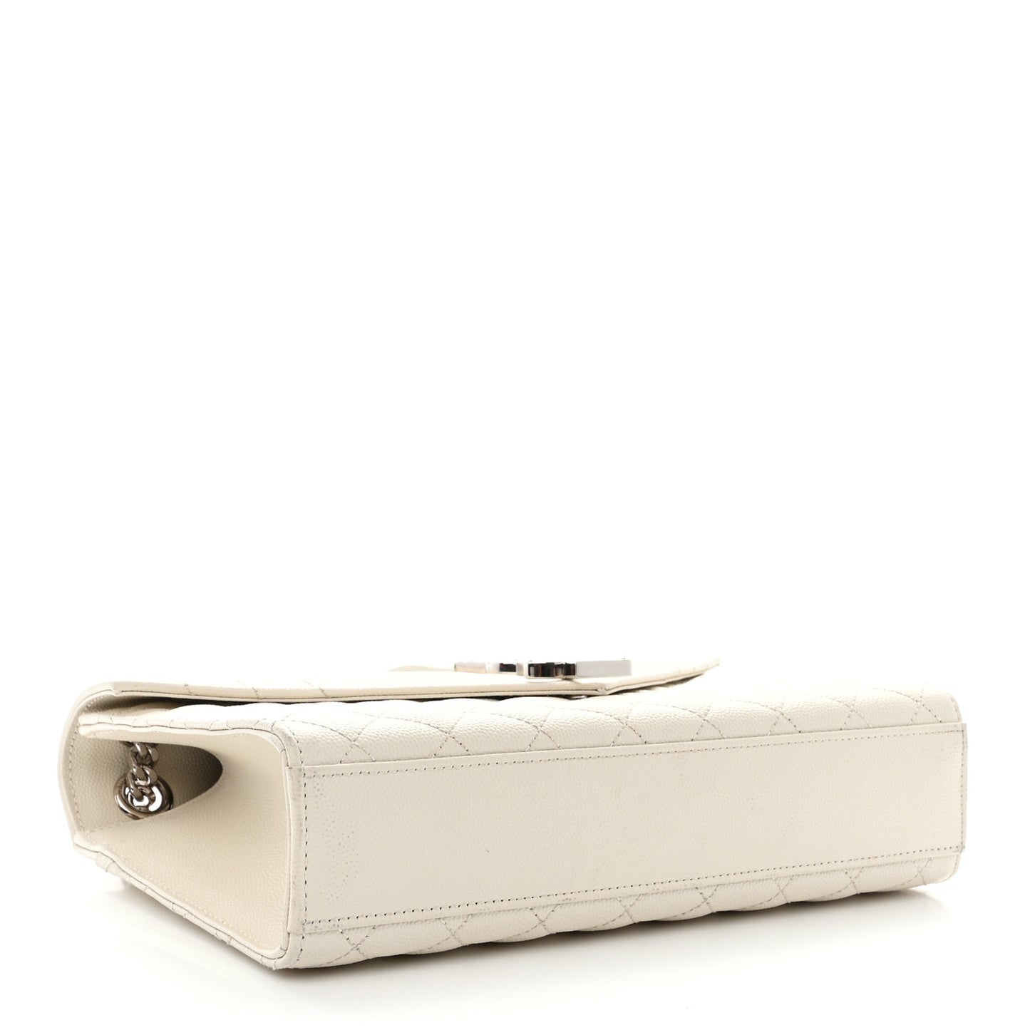 SAINT LAURENT Grain De Poudre Textured Mixed Matelasse Medium Triquilt Monogram Satchel Porcellana