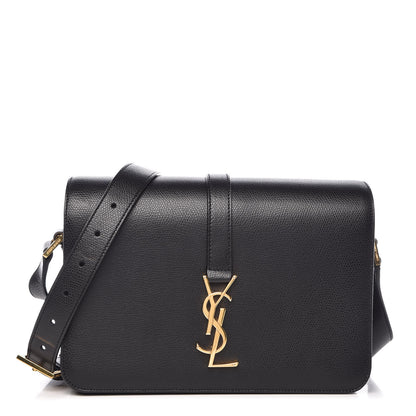 Saint Laurent Textured Calfskin Medium Classic Monogram Universite Bag Black 1 of 9