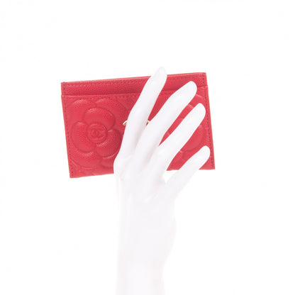Chanel Caviar Camellia Embossed Card Holder Red 2 of 7