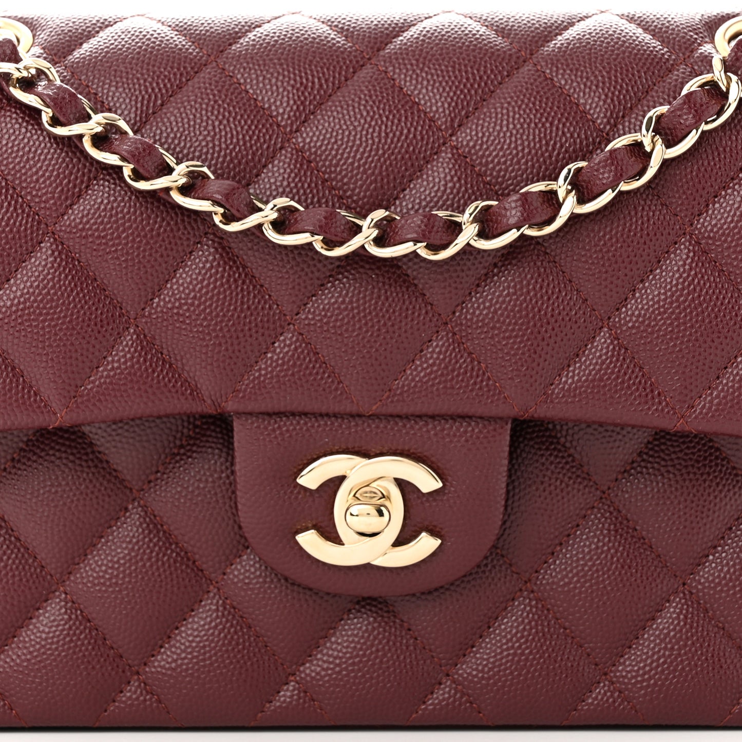 Caviar Quilted Small Double Flap Burgundy