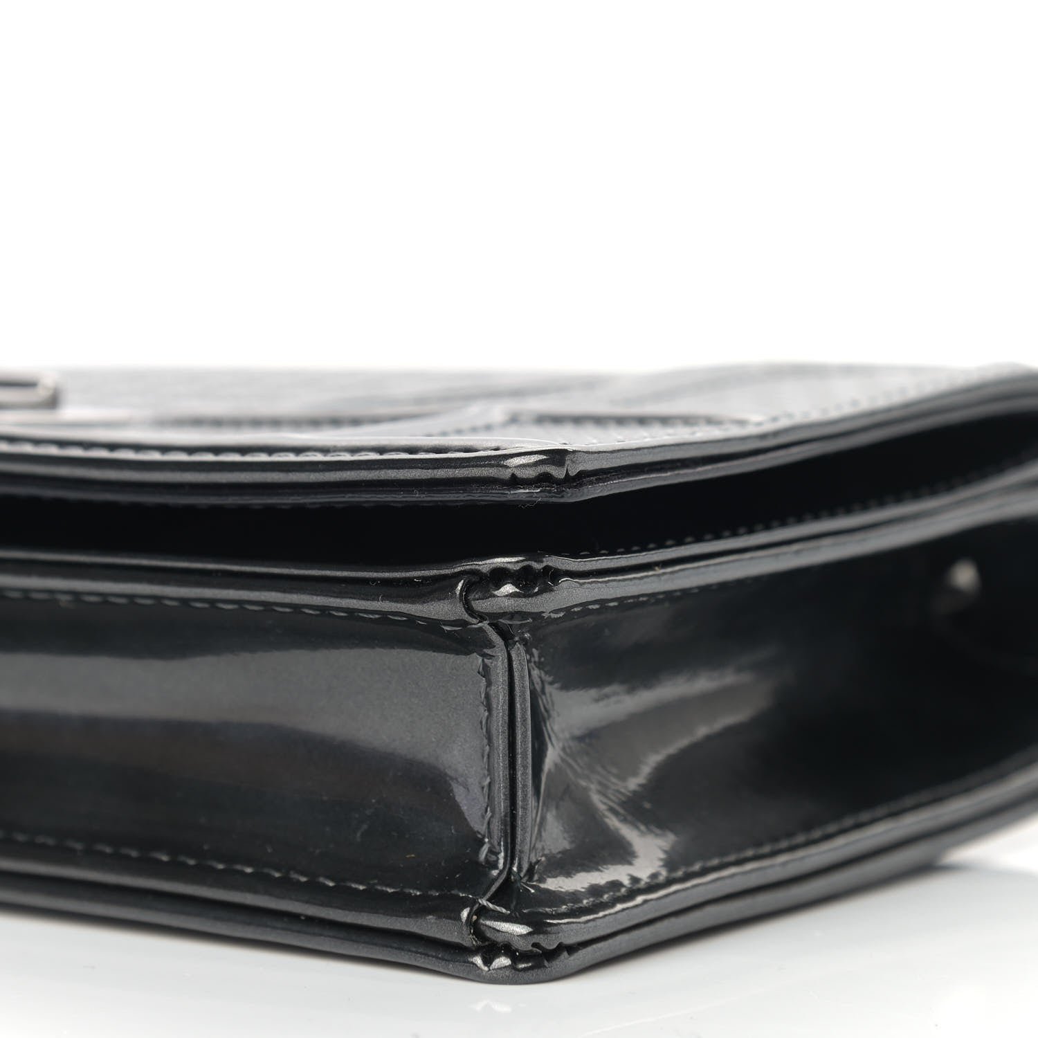 Christian Dior Metallic Patent Micro-Cannage Diorama Wallet on Chain Pouch Onyx Black 11 of 11